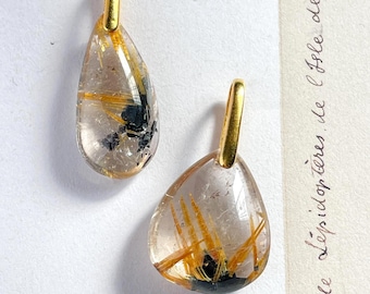 Star Gold Rutile Quartz Dainty Pendant Golden Rutile Quartz Pendant Rutile Star Necklace Natural Rutilated Gemstone crystal gift for her