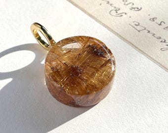 Copper Gold Rutile Pendant Water Clear Quartz Rutilated Quartz Pendant Natural Gemstone Necklace rutile crystal jewelry gift for best friend