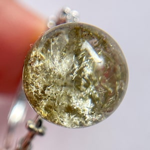 Crystal Ball Ring Epidote Crystal Sphere Ring Orb Jewelry Gift for her Crystal Ball jewelry epidote in quartz gemstone ring Gift for her