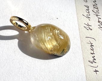 Gold Rutilated Quartz Pendant Golden Rutile Quartz Crystal Jewellery Rutile Gemstone Ray of Light Rutile Crystal Gemstone Gift for her