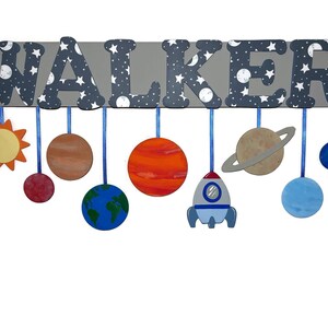 Space Nursery Name Sign with planet shapes / Wooden Name Sign | Kids Space Decor
