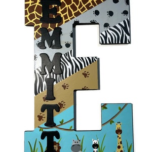 Jungle Zoo Safari Animal Name Door Name Sign, 13 inches tall | Kids Decor