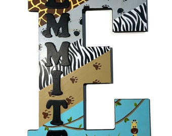 Jungle Zoo Safari Animal Name Door Name Sign, 13 inches tall | Kids Decor