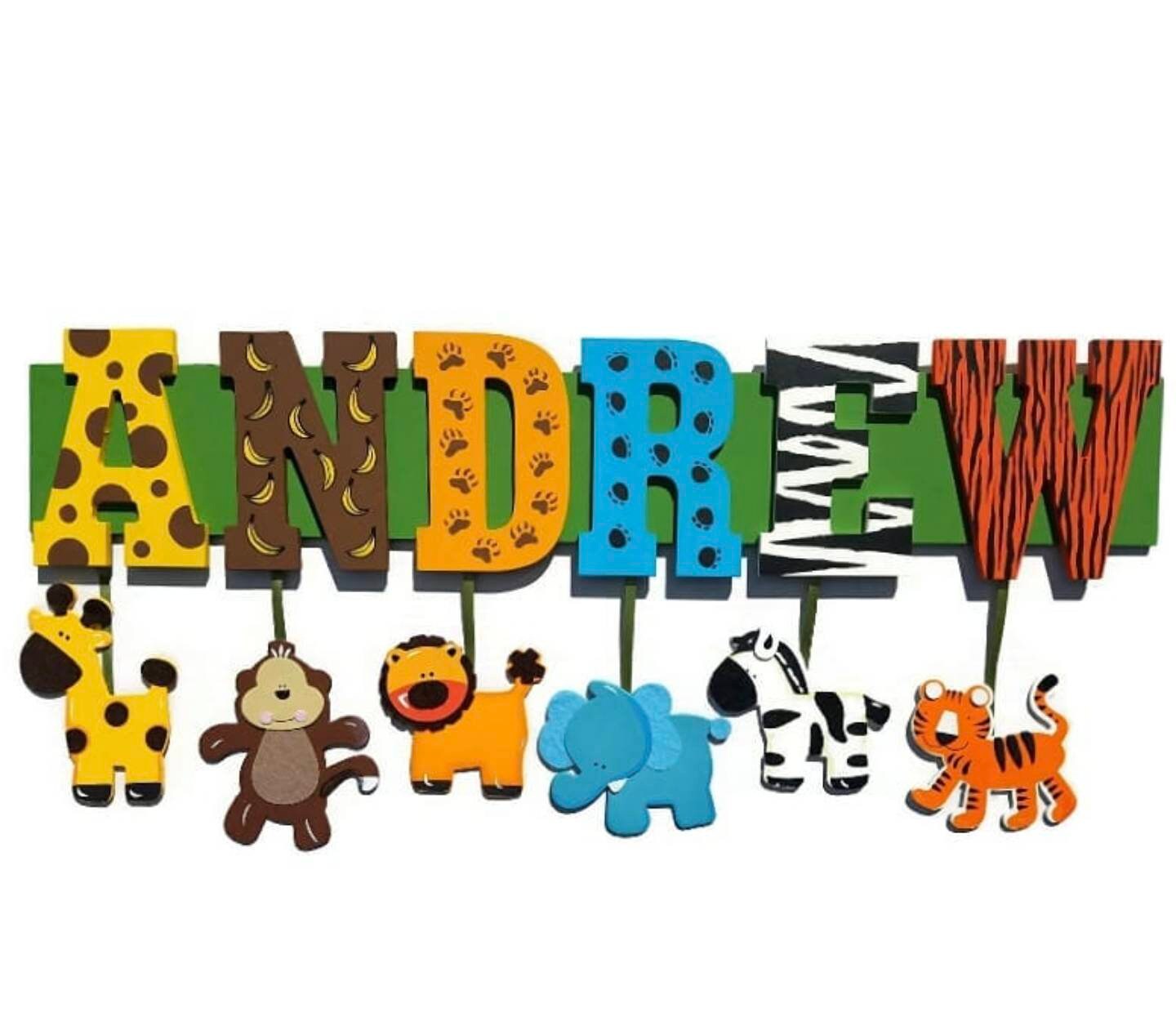 Jungle Name Sign with adorable animals shapes Etsy