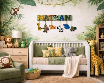 Customized Jungle Wooden Name Sign | Safari  Nursery Wall Decor