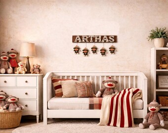 Sock Monkey Nursery Wooden Name Sign!