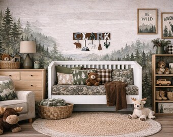 Adventure Mountains Themed Wood Name Sign with dangling wood shapes!
