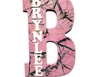 Pink Camo Name Sign – RealTree Camouflage Nursery Decor, 13 inch
