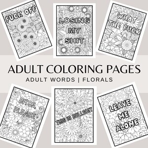 20 Adult Coloring Pages - Florals | Adult Words Coloring Pages | Swear ...