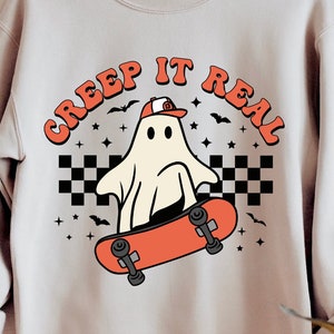 Creep It Real Svg, Ghost Skateboarding Creep it Real Svg, Spooky Vibes Svg, Halloween Png, Halloween Shirt Svg, Sublimation Png