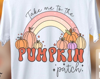 Portami al Png Patch di Zucca, Simpatico Design a Sublimazione Autunnale, Divertente Png Autunnale, Design Camicia Autunnale con Zucca Arcobaleno, Download Digitale