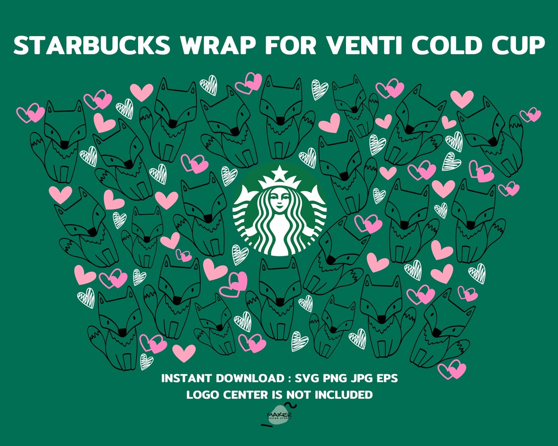 Download Jackal In Love Valentine Starbucks Cup SVG Fox Hearts SVG ...