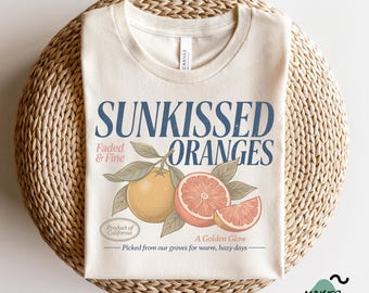Sunkissed Oranges Graphic Tee, Vintage Citrus Fruit Design (Digital Download)