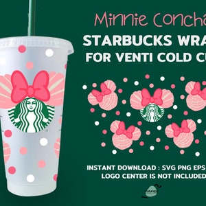 Minnie Concha 24oz Venti Cold Cup Cutfiles For Cricut Silhouette, Digital Download