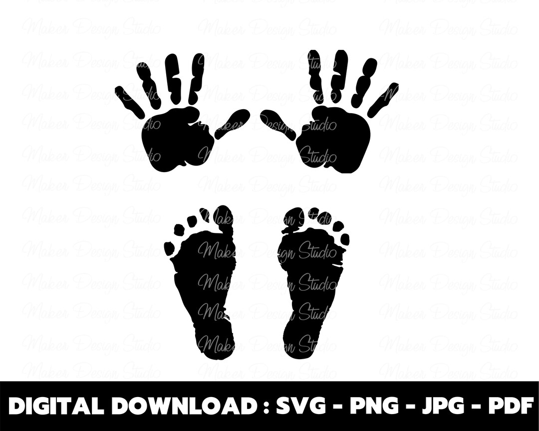 Baby Footprint Handprint SVG, Cut File for Cricut Design, Digital Download, Silhouette SVG