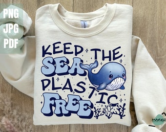 Png sublimato per la Giornata della Terra retrò, Mantieni il mare libero dalla plastica, Sii gentile con il nostro pianeta, Design divertente della maglietta per la Giornata della Terra, File digitali