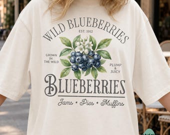 Wild Blueberries Farmhouse Vintage Shirt Design (Digital Download)
