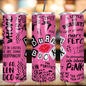 Mean Girls inspired Burn Book pink tumbler