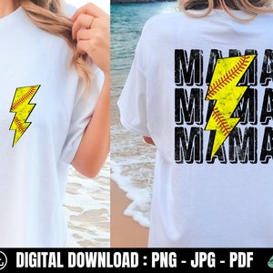 Softball Mama Png, Mama Lightning Bolt Png, Muttertag Png, Softball Mama Shirt, Spieltag Png, Mama Sublimation Design, Cheer Mom Png