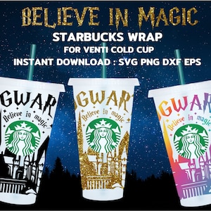 Believe In Magic 24oz Venti Cold Cup Cutfiles For Cricut Silhouette, Digital Download