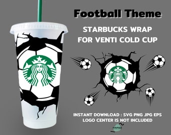 Football Theme Football Fan 24oz Venti Cold Cup Cutfiles per Cricut Silhouette, Download digitale