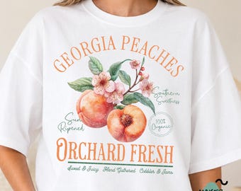Georgia Peaches Orchard Fresh PNG, Vintage Southern Sweetness Design (Digital Download)