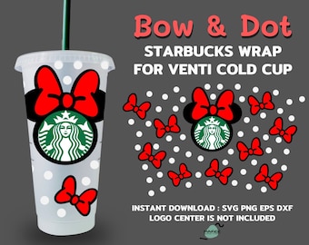 Bow & Dot 24oz Venti Cold Cup Cutfiles per Cricut Silhouette, Download digitale