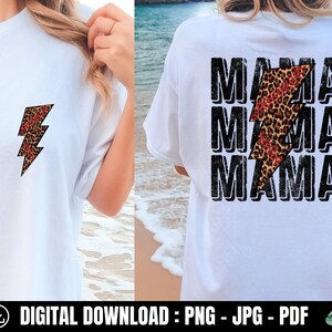 Mama Leopard Lightning Bolt Png, Muttertag Sublimation, Mama Lightning Bolt Shirt, Mama Sublimation Design, Cheer Mom Png, Spieltag Png