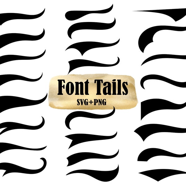 Font Tails Svg, Text Tails Svg, Font Swash Swoosh Svg, Cutting Files, Cricut Design, Element Decor