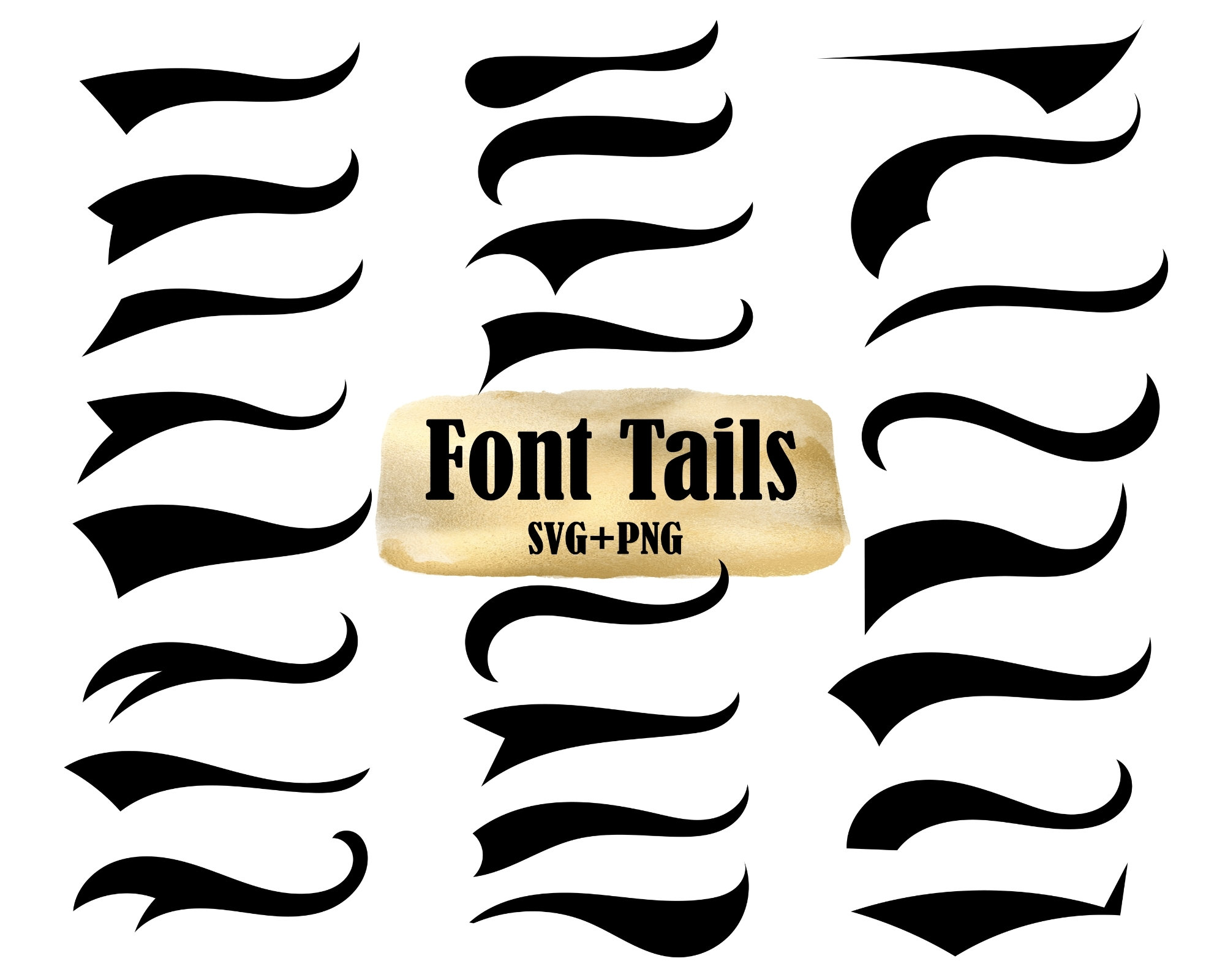 Font tails svg, Text tails svg, text swashes svg, font swash svg, text swoosh  svg. 7 designs of tails