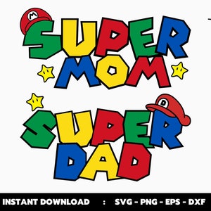 Super Mom Super Dad Svg, Super Family Svg, Arquivos de corte, Cricut Design, Sublimação, Png, Dxf, Eps, Vector