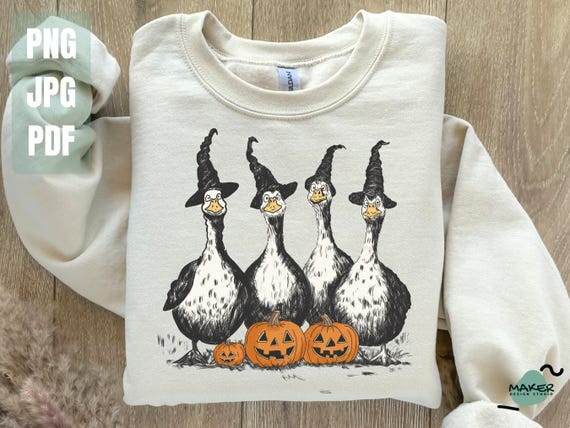 Silly Goose Halloween Witch Retro Png, Ghost Cow, Funny Halloween, Fall Sublimation Design, Goose Halloween Shirt, Digital Fiiles