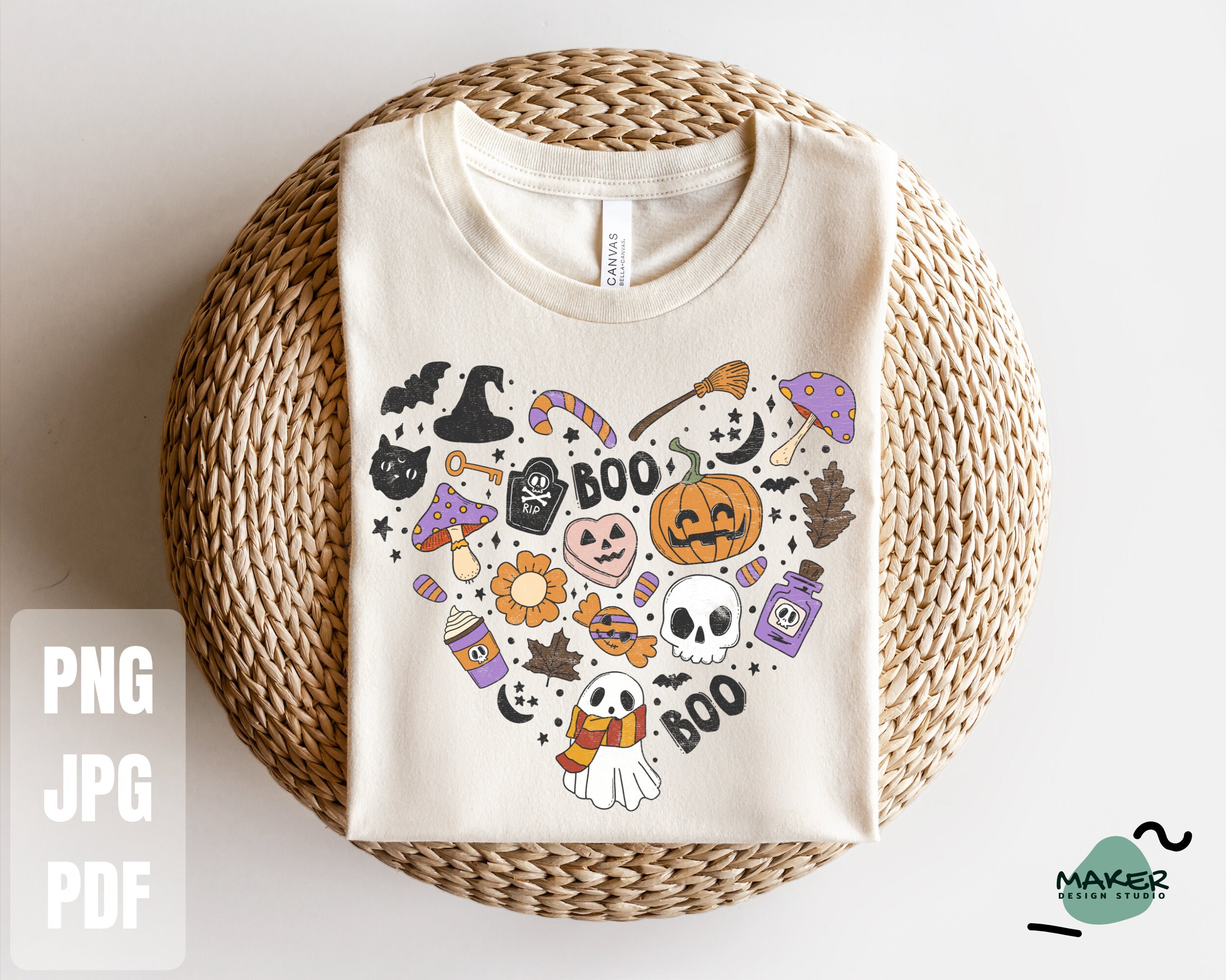 Boo Heart Halloween Cute Doodle Png, Cute Ghost Png, Retro Halloween ...