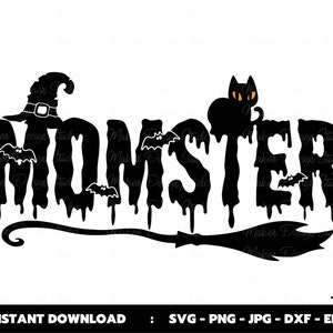 Momster Svg, Momster Blackcat Halloween Svg, Halloween Iron On Transfer, Cutting Files, Cricut Design, Sublimation