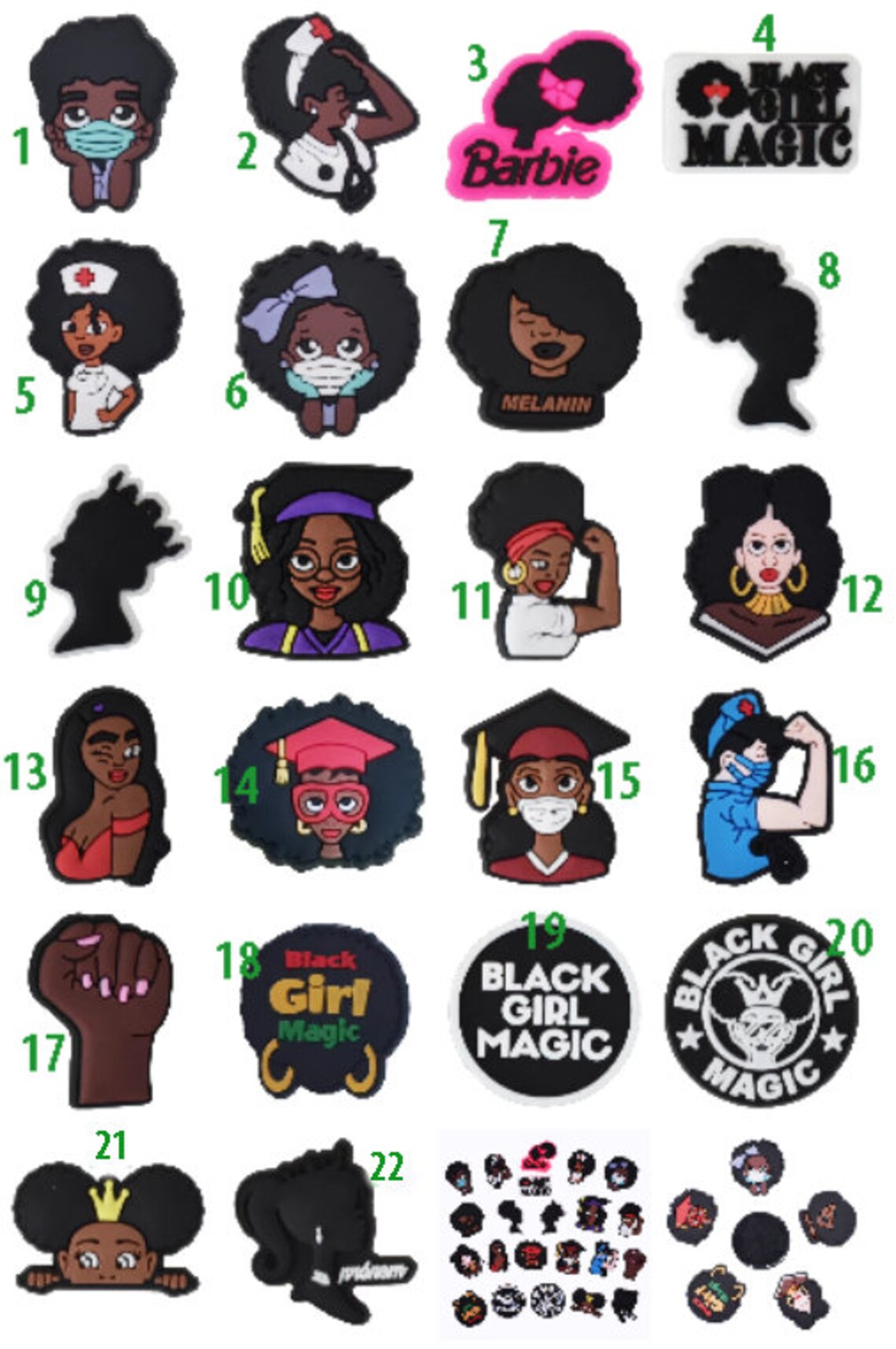 Black Girl Magic Croc Shoe Charms Fashion PVC Croc Charms Etsy