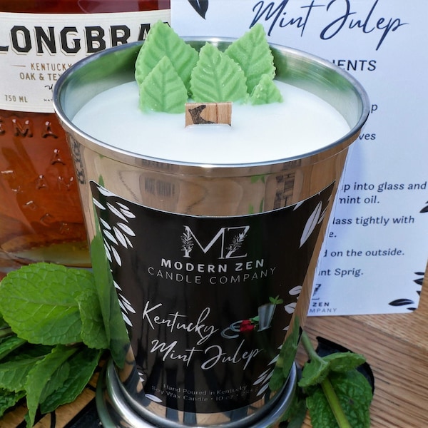 Mint Julep Candle, Kentucky Derby Gift Handmade, Kentucky Gift, Wood Wick Soy, Run for the Roses, Bourbon