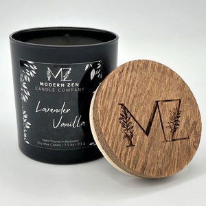 Matte Black Soy Candle with Natural Wood Lid – Hand-Poured, Phthalate-Free, Highly Scented | Luxury Soy Candle Gift