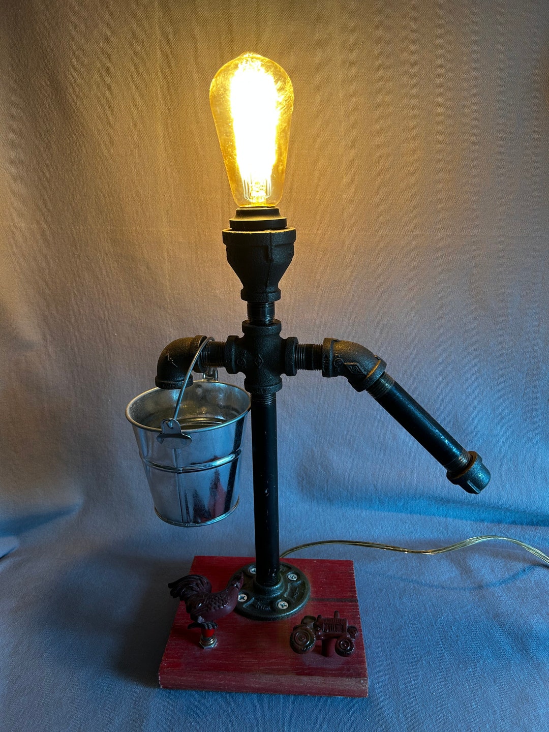 Farmhouse Water Pump Lamp Etsy