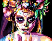 Grandart Paint By Numbers For Adults With Frame - 20 x 16 Acrylic Colour By Number - Sugar Skull DIY Painting By Numbers For Adults
