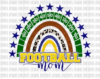 Football Mom PNG | Blue and Gold School Colors