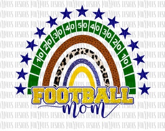 Football Mom PNG | Blue and Gold School Colors
