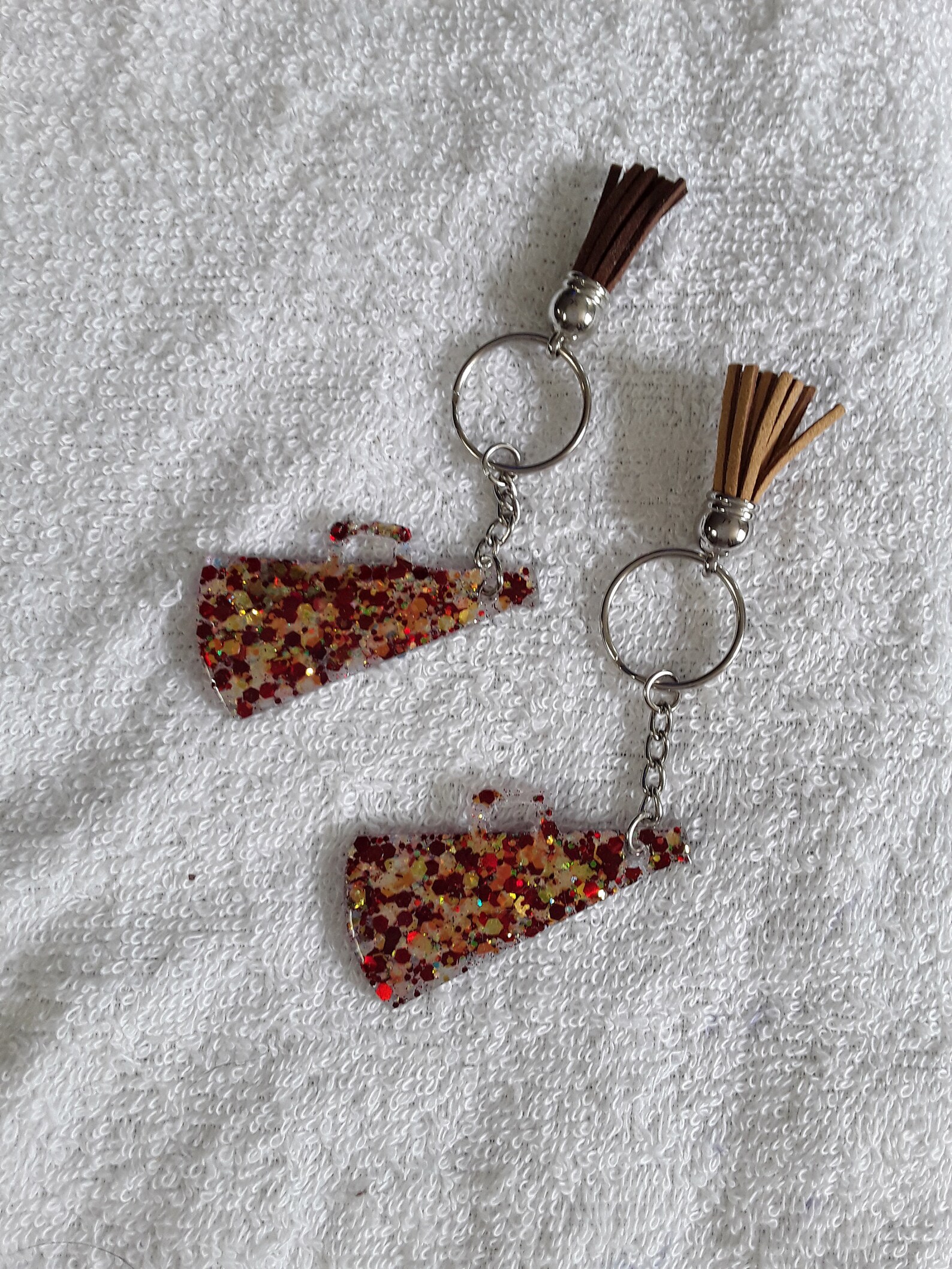 Small Megaphone Acrylic Glitter Keychain With Tassel Etsy