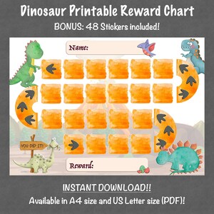 Dinosaur Reward Chart | TRex | Jurassic | Sticker Sheet | Potty Training | PRINTABLE | Behavior | Chores | Toddler | Kids | DIGITAL