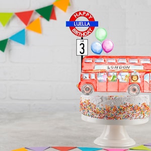 London Bus Kuchen Topper | DRUCKBARE Party Mittelpunkt | Party Dekor | Cupcake Topper | Digital | Kindergeburtstag | UK London Symbole | DIY Druck