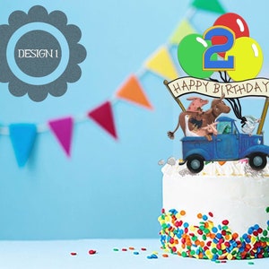 Customizable Blue Truck Cake Topper Perfect for Kid's Birthday Party Choose from 4 designs. Download and Print Item. image 1