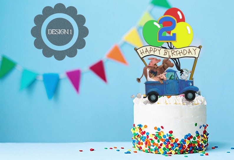 Customizable Blue Truck Cake Topper Perfect for Kid's Birthday Party Choose from 4 designs. Download and Print Item. image 1