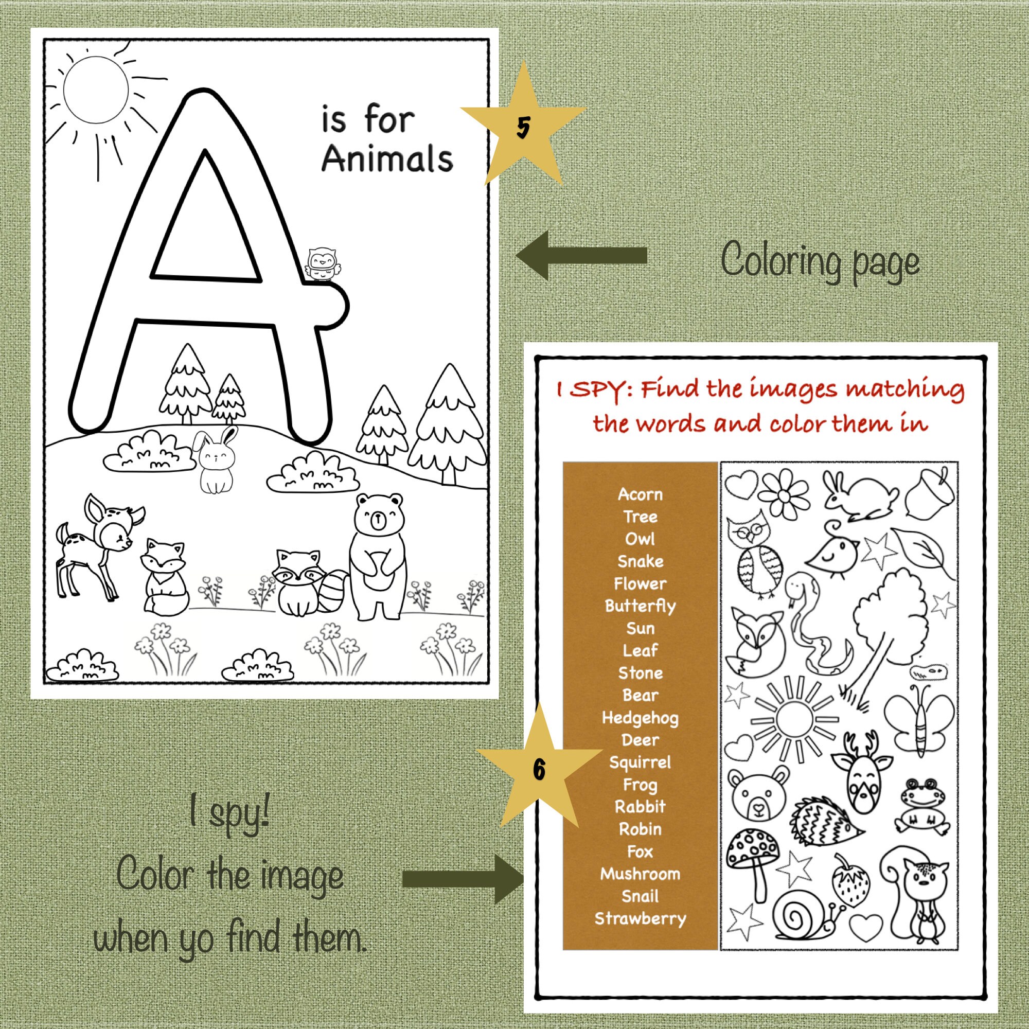 Woodlands Animals Themed Activity Sheets Childrens Puzzles | Etsy