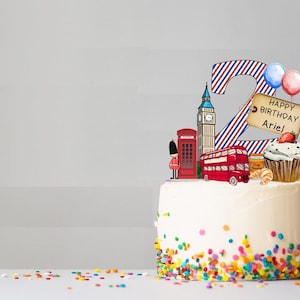 London Icons Cake Topper, British Tea Party Birthday - Download and Print Item.