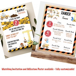 Construction Theme Party Cake Topper, Personalized Name & Age Printable file in 48 hours. Download and print item. image 4