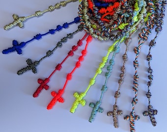 Handmade Knotted Rosary - Perfect as gifts for Communion, Confirmation and for kids. Unbreakable, lightweight, made from special twine.